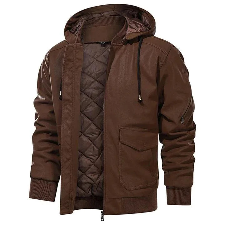 Corrado | Herren Winter Faux Leder Motorradjacke